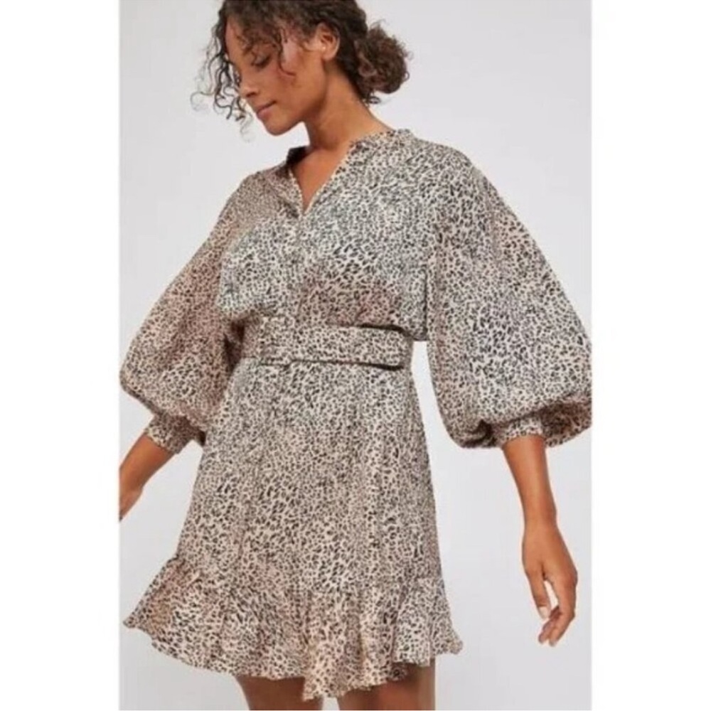 Anthropologie Animal Print Long Sleeve Dress